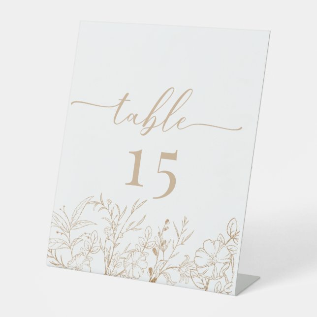 Floral Boho Wedding Tischnummer Sockelschild (Vorderseite)