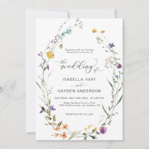 Floral Boho Wildblume Wreath Botanische Hochzeit I Einladung
