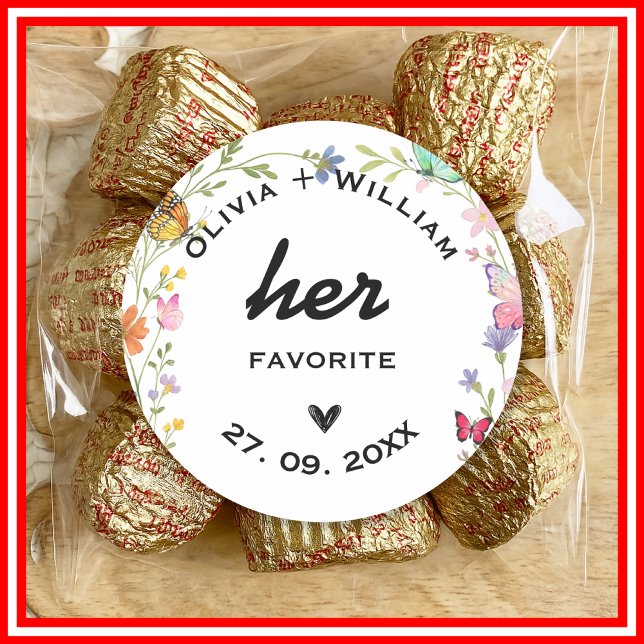 Floral Boho Wildblumen ihren Favoriten Runder Aufkleber (Von Creator hochgeladen)