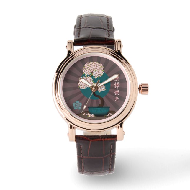 Floral bonsai "Choose to shine" Asian art  Armbanduhr (Vorderseite)