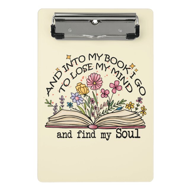 Floral Book Lover Mini Klemmbrett (Vorderseite)