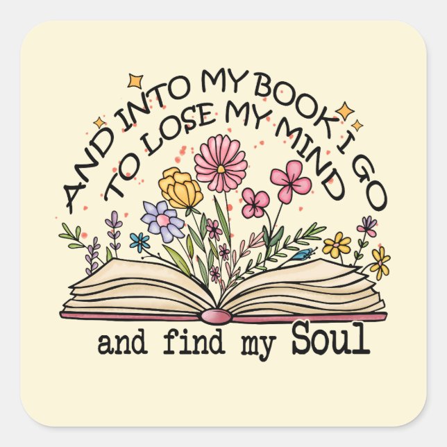 Floral Book Lover Quadratischer Aufkleber (Vorderseite)