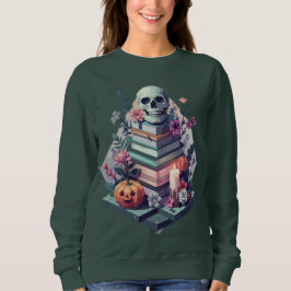 Floral Book Skull Pumpkin Candle Sweatshirt