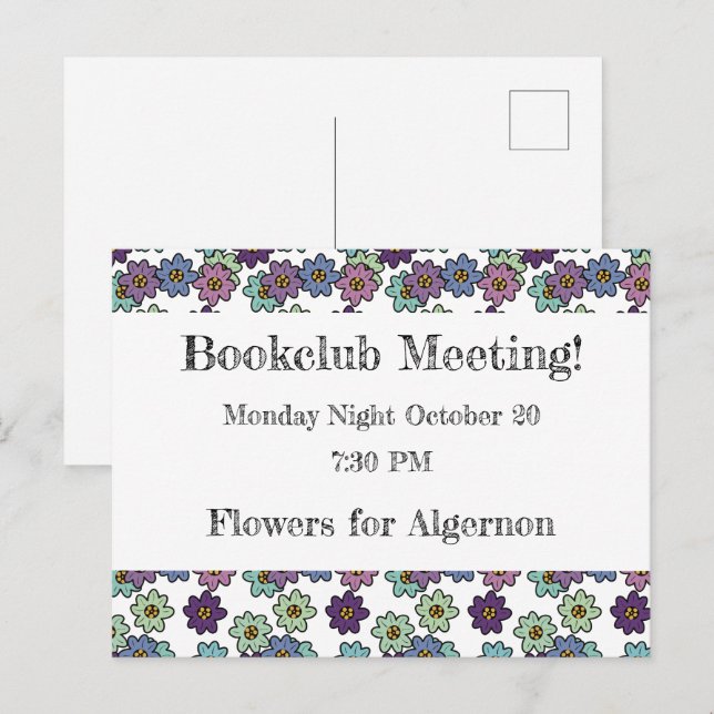 Floral Bookclub-Erinnerung Postkarte (Vorne/Hinten)
