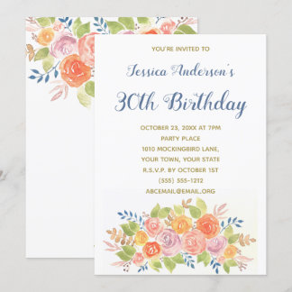 Floral Boquet 30. Geburtstag Einladung