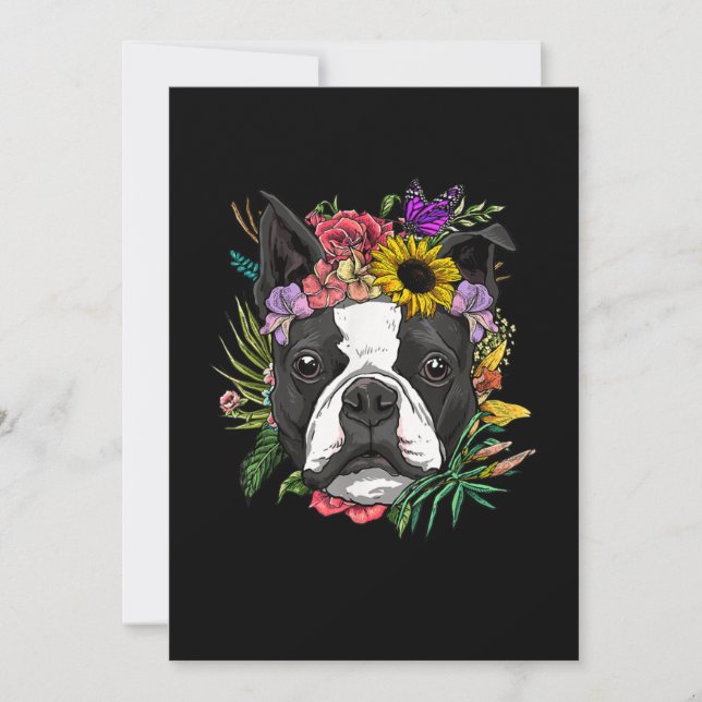 Floral Boston Terrier Dog Spring Nature Dog Liebha Ankündigung (Vorderseite)
