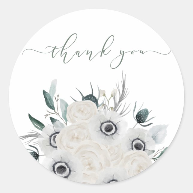 Floral Botanical Danke Umschlag Aufkleber (Vorderseite)