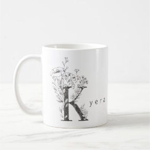 Floral Botanisches Monogramm "K" Custom Text Elega Kaffeetasse