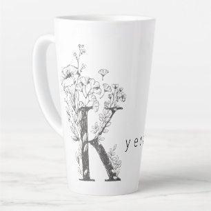 Floral Botanisches Monogramm "K" Custom Text Elega Milchtasse