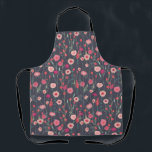 Floral Botanisches Rosa Schwarz Schürze<br><div class="desc">Hübsches bohoboles lockes rosa Blumengemälde auf dunkelgrauem Hintergrund. Originelle Kunst von Nic Squirrell.</div>