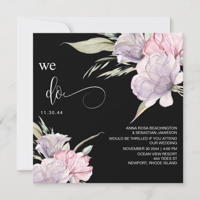 *~* Floral Bouquet AR15 UAWG BLUSH QR WEDDING Einladung (Vorderseite)
