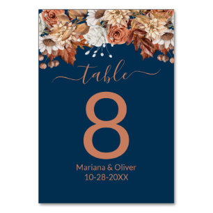 Floral Bouquet auf Navy Blue Fall Tischnummer