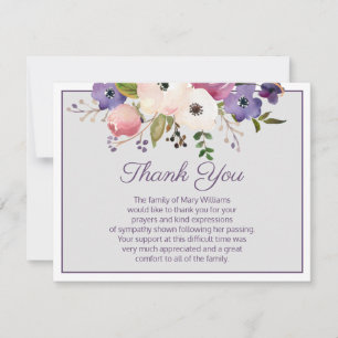 Floral Bouquet Beerdigung Danke Note Card