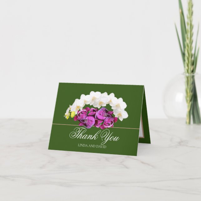 Floral Bouquet Botanische Blume Hochzeit Vielen Da Dankeskarte (Vorderseite)