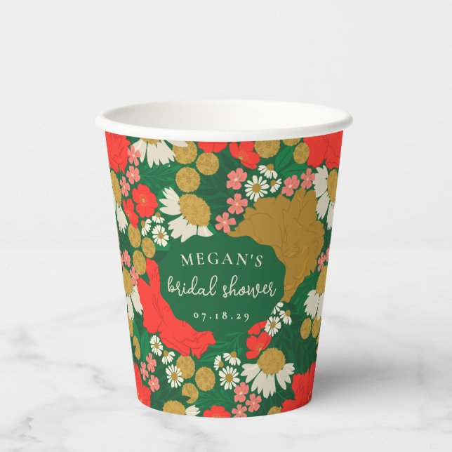 Floral Bouquet Bridal Shower Pappbecher (Vorderseite)