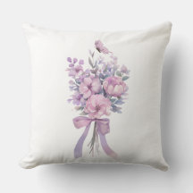 Floral Bouquet & Butterfly Pillow – Romantic 