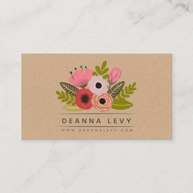 Floral Bouquet Damen Profil Visitenkarte (Vorderseite)