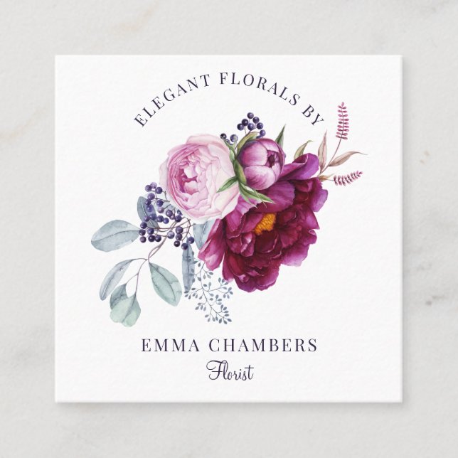 Floral Bouquet Florist Quadratische Visitenkarte (Vorderseite)