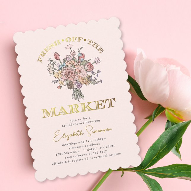 Floral Bouquet Frische Pasta machen Brautparty Einladung (Floral Bouquet Fresh off the Market Bridal Shower Invitation)