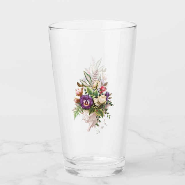 Floral Bouquet Glass Tumbler With Flowers (Vorderseite)