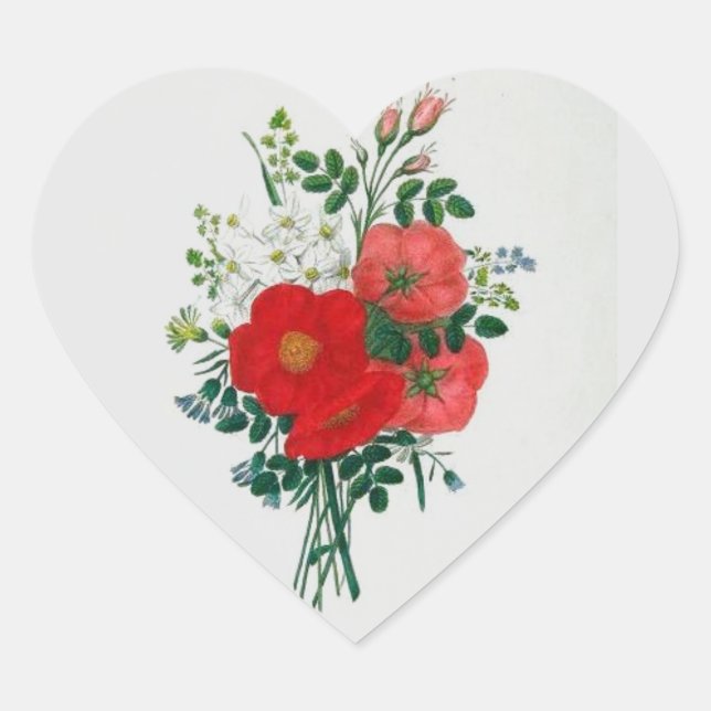 Floral Bouquet Herz-Aufkleber (Vorderseite)