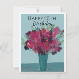 Floral Bouquet in Aquamarin & Rose Happy 50. Gebur