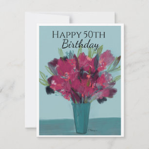 Floral Bouquet in Aquamarin & Rose Happy 50. Gebur