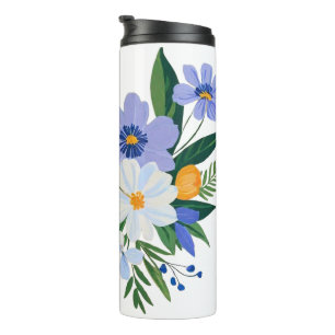 Floral Bouquet Lila Orange Thermosbecher