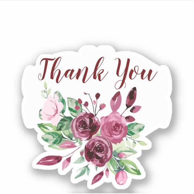 Floral Bouquet Microwedding Danke Stickers Aufkleber (Vorderseite)