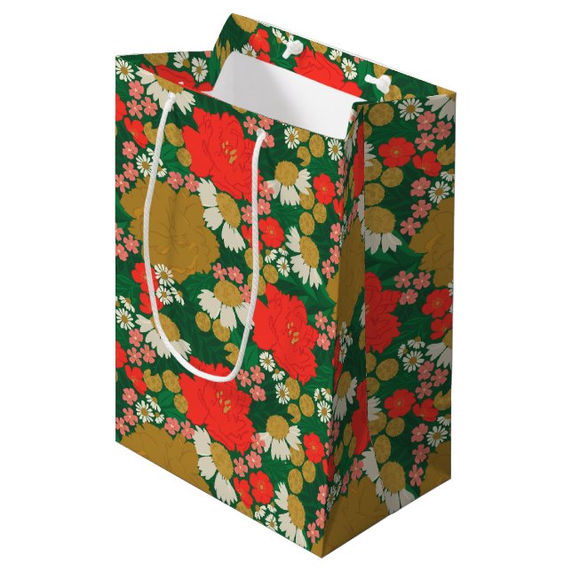 Floral Bouquet Mittlere Geschenktüte (Vorderseite Schrägansicht)
