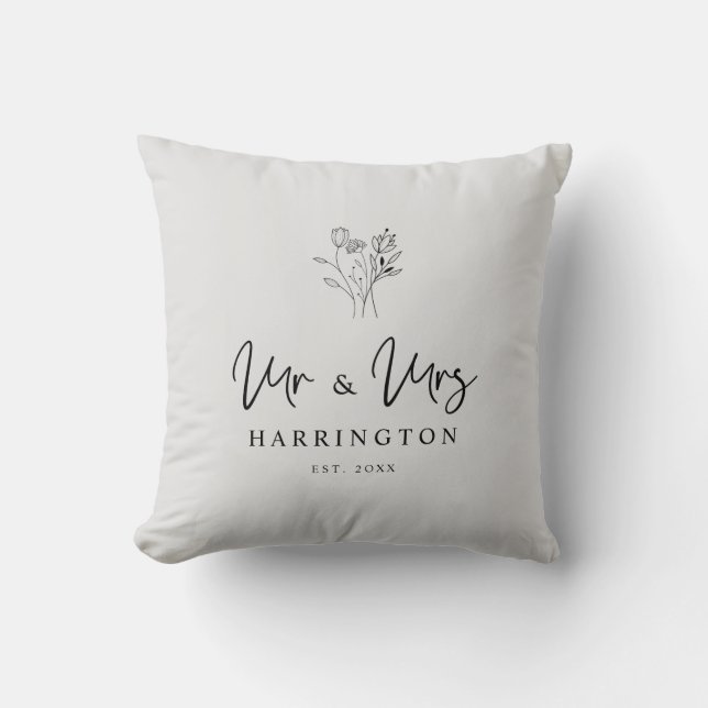 Floral Bouquet MR & MRS Quote for Couple Kissen (Vorderseite)