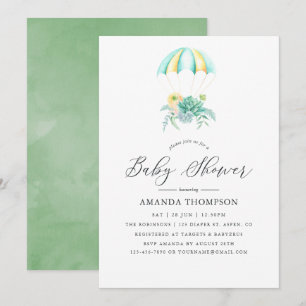 Floral Bouquet Parachute Babydusche Einladung