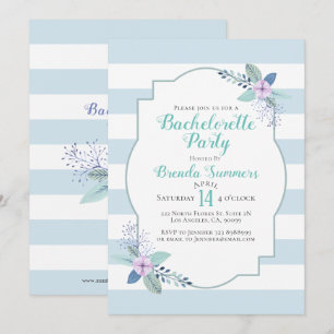 Floral Bouquet Pastel Stripes Bachelorette Einladu Einladung