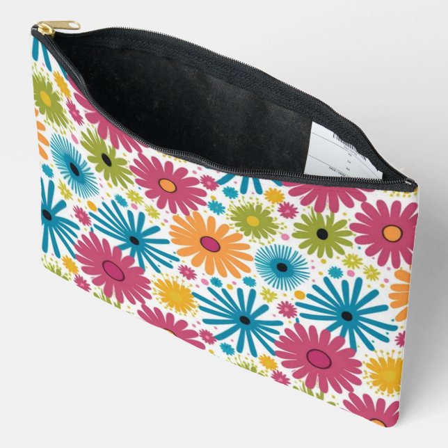 Floral Bouquet Pattern with Leaves elegant Zubehörtasche (Offen)