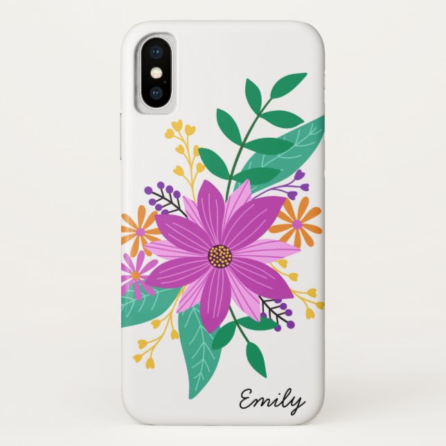 Floral Bouquet Personalisiert Phone Case (Rückseite)