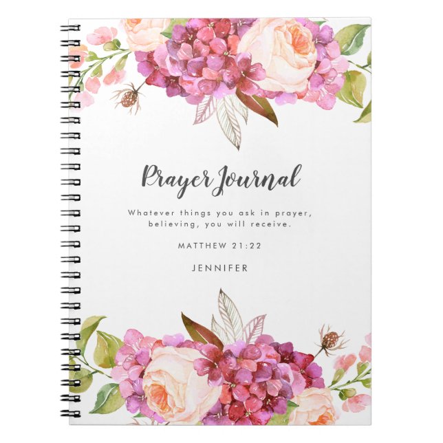 Floral Bouquet Personalisiert Prayer Journal Notizblock (Vorderseite)