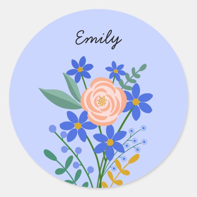 Floral Bouquet Personalisiert Rundaufkleber Runder Aufkleber (Vorderseite)