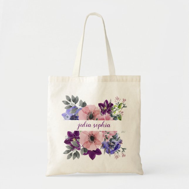 Floral Bouquet Personalisiert Tragetasche (Vorne)