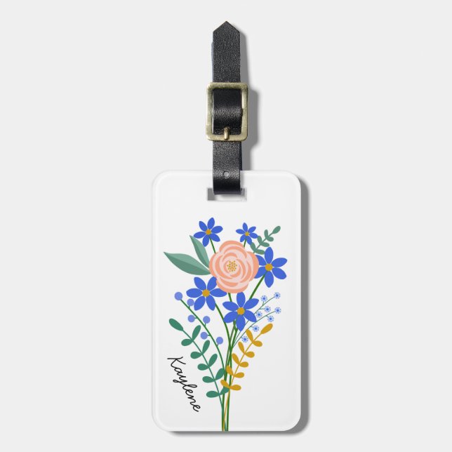 Floral Bouquet Personalisierte Gepäckmarke Gepäckanhänger (Vorderseite vertikal)