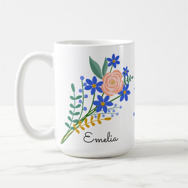 Floral Bouquet personalisierte Mug Kaffeetasse (Links)