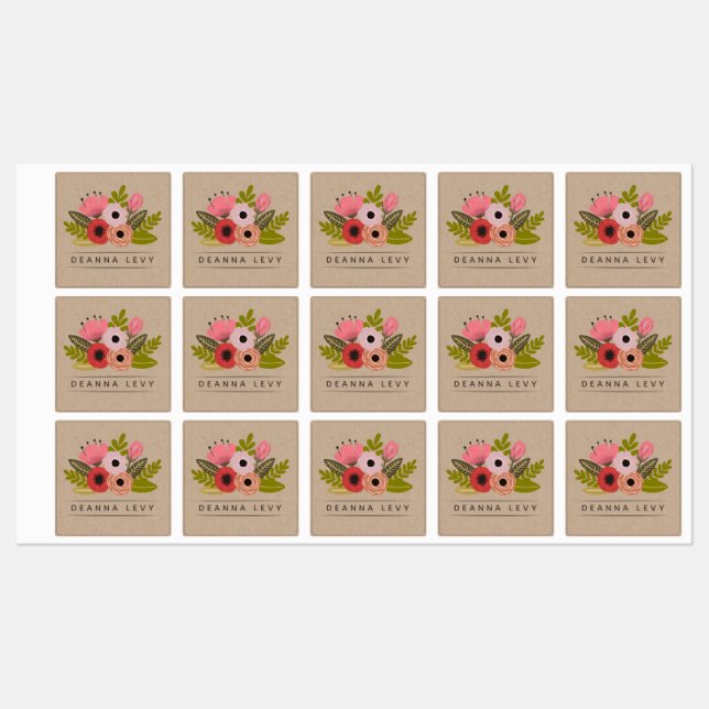 Floral Bouquet Personalized Editable Etiketten (Blatt)