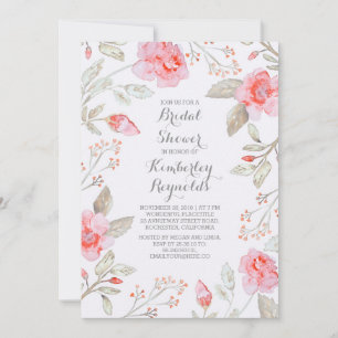 Floral Bouquet Pink Roses Brautparty Einladung