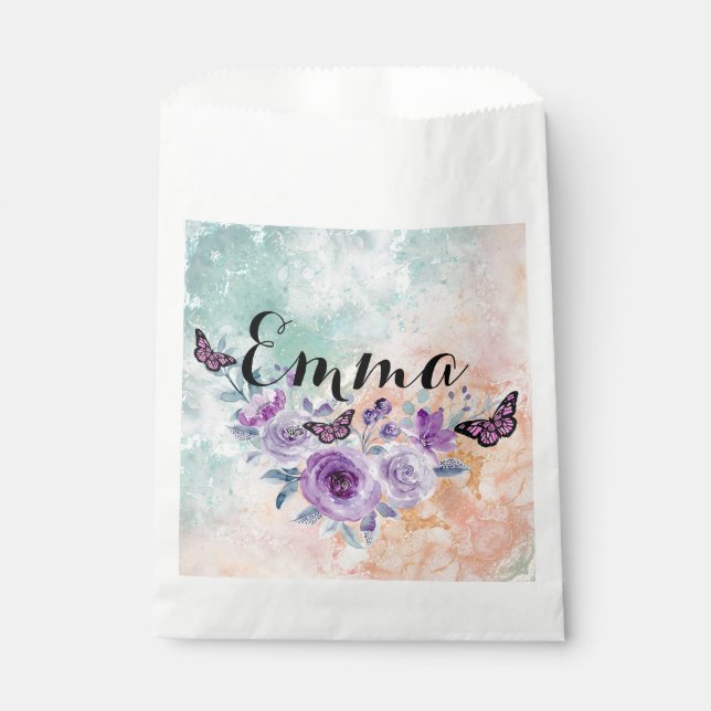 Floral bouquet purple garden geschenktütchen (Vorderseite)