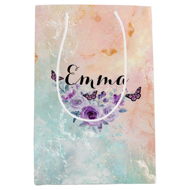 Floral bouquet purple garden mittlere geschenktüte (Vorderseite)