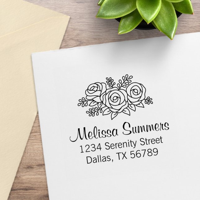 Floral Bouquet, Rose Blume Adresse Gummistempel (Von Creator hochgeladen)