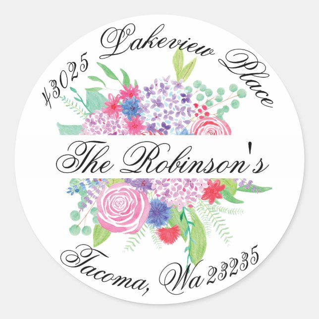 Floral Bouquet Rücksendeadresse Label-Siegel Runder Aufkleber (Vorderseite)