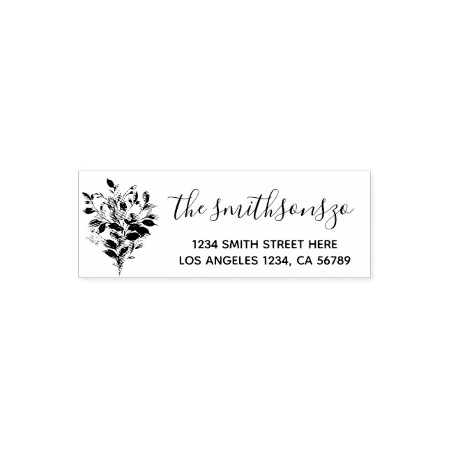 Floral Bouquet Sketch Signature Boho Chic Family Permastempel (Design)