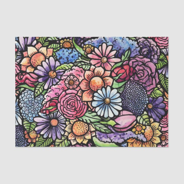 Floral Bouquet Spring Blume Seidenpapier (Vorderseite)
