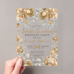 Floral Bouquet Sweet 16 Birthday Gold  Acryleinladungen<br><div class="desc">Celebrate in Style with a Girly Floral Bouquet Sweet 16 Invitation. Make your Sweet 16 party unforgettable with the Girly Floral Bouquet invitation. Customize with your party details for a chic and elegant touch.</div>