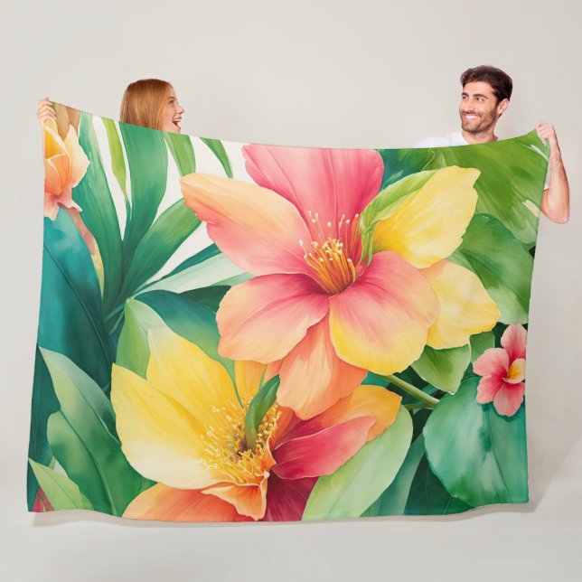 Floral Bouquet Tropische Blume Fleecedecke (Beispiel)